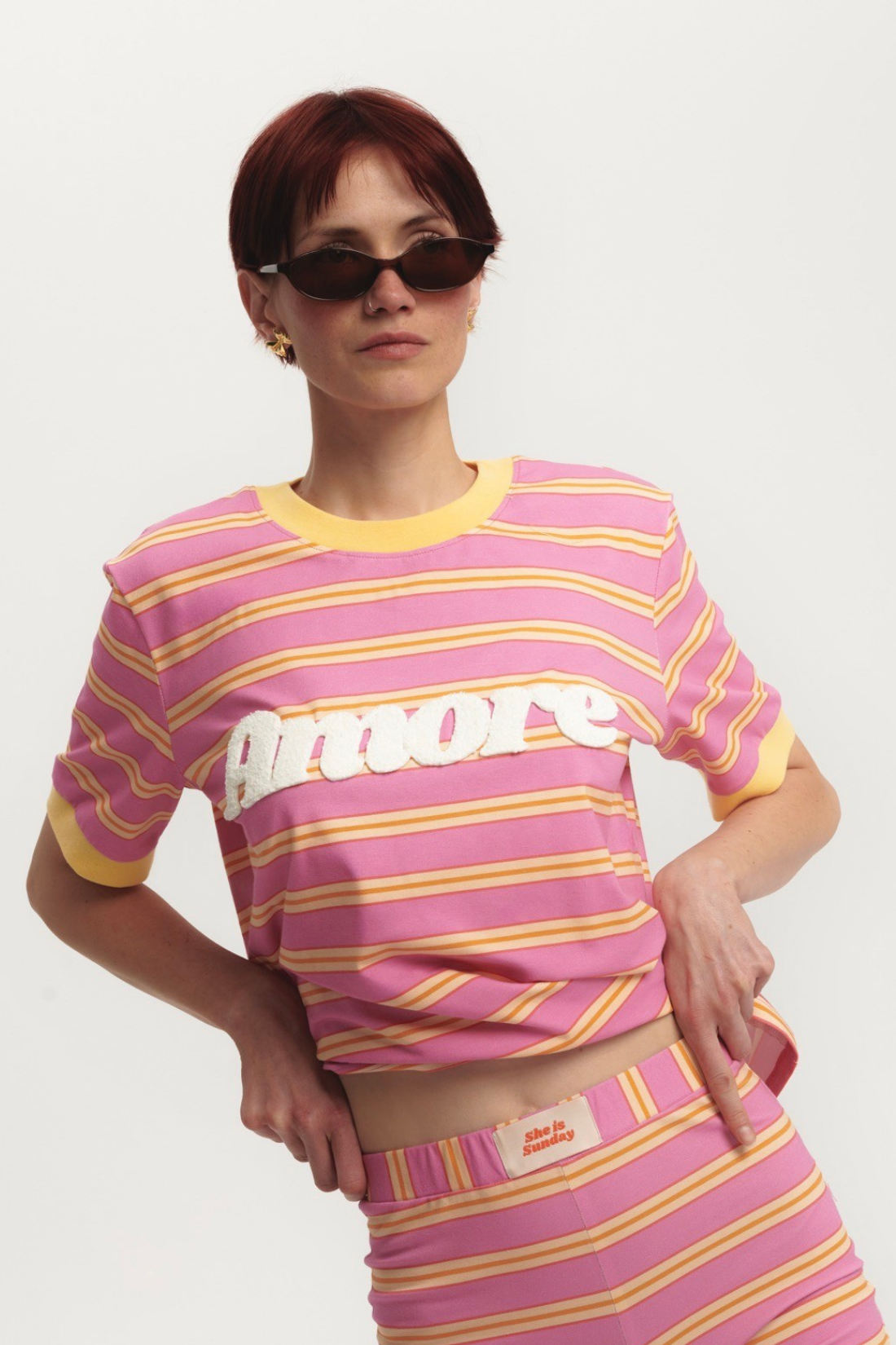 AMORE W STRIPED T-SHIRT
