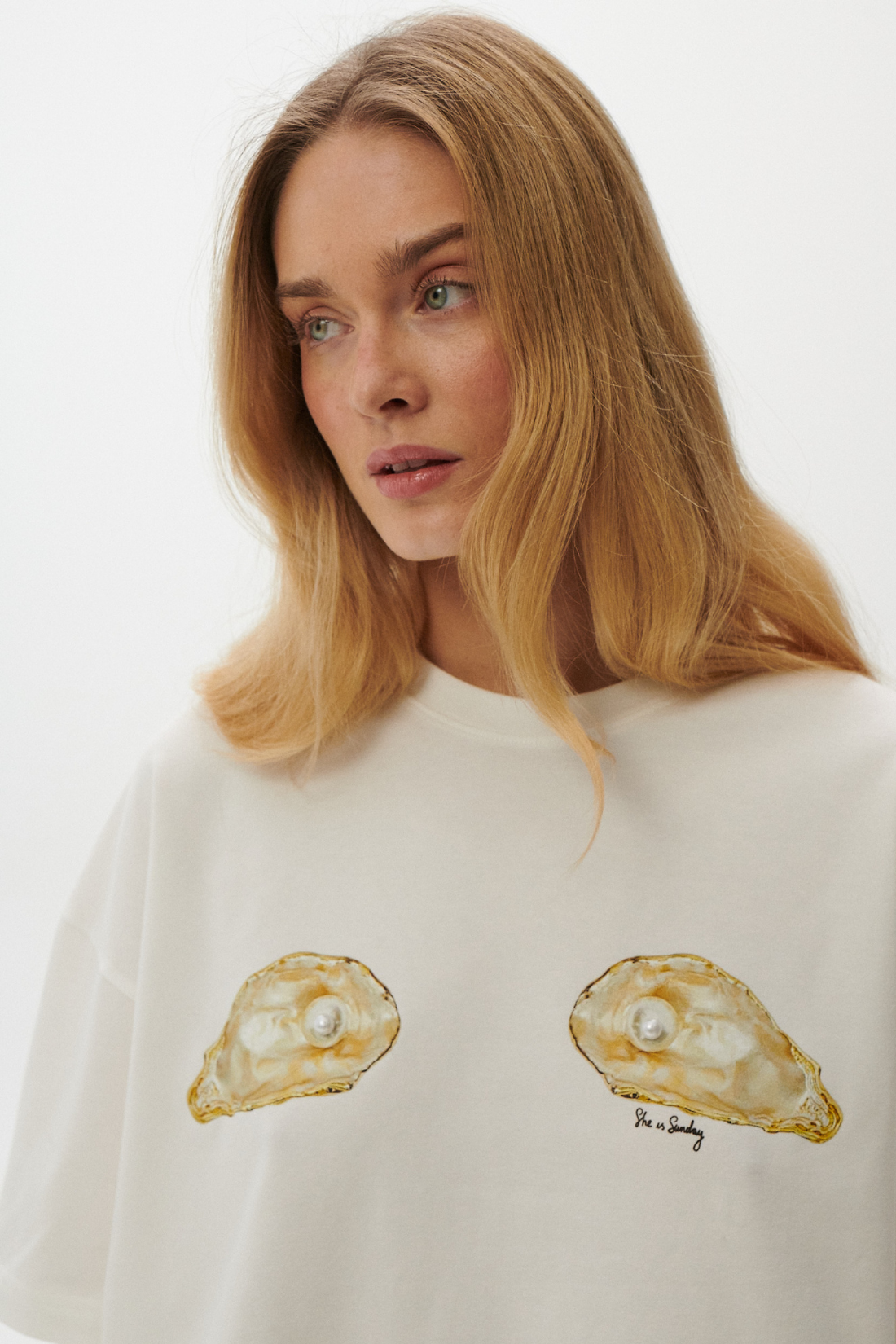 Cream Pearl Boxy T-Shirt