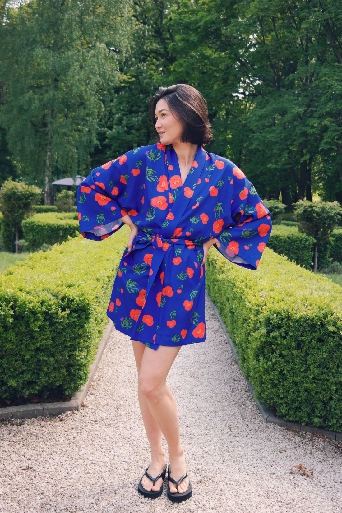 KIMONO AMAPOLAS KOBALTOWE