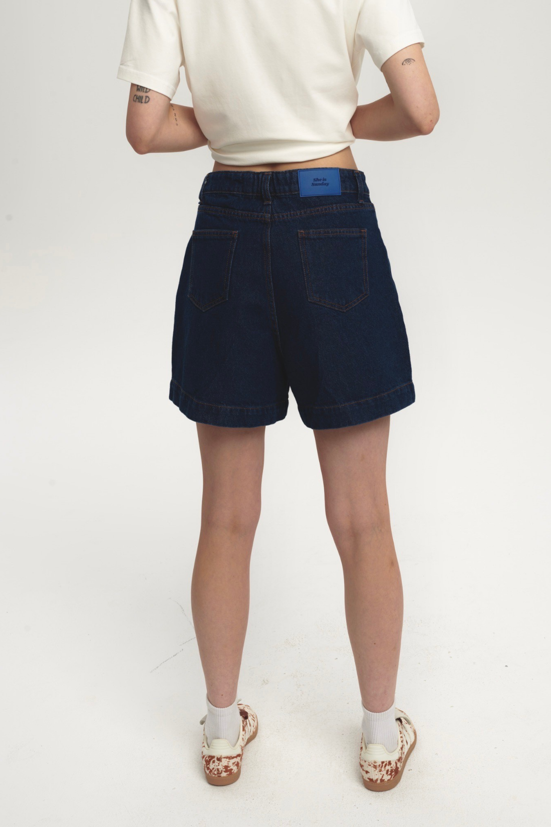 ELARA DARK BLUE DENIM SHORTS