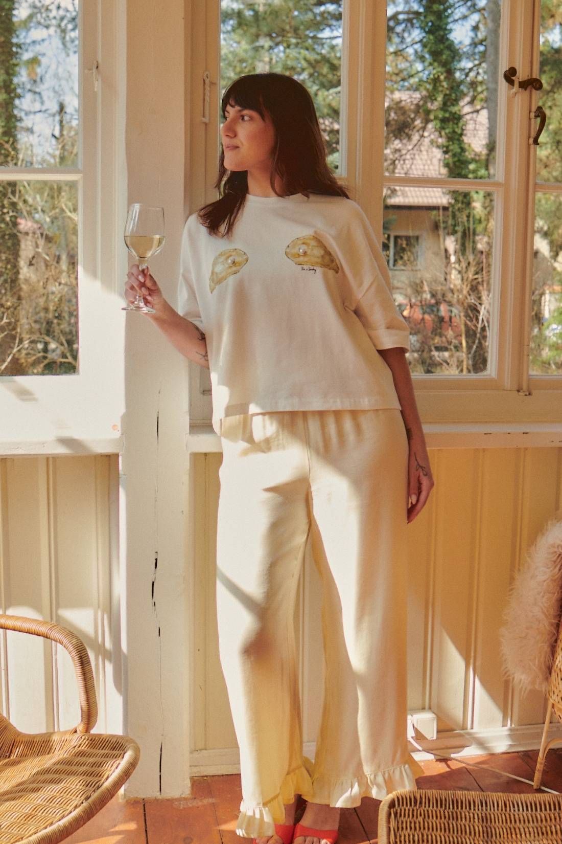 Cream Pearl Boxy T-Shirt