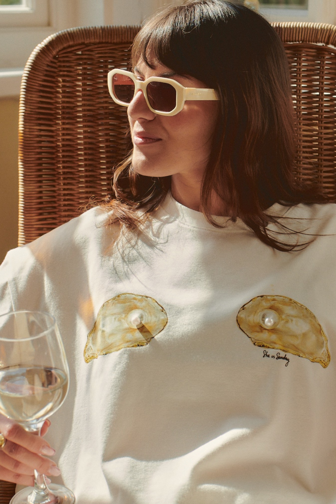 Cream Pearl Boxy T-Shirt