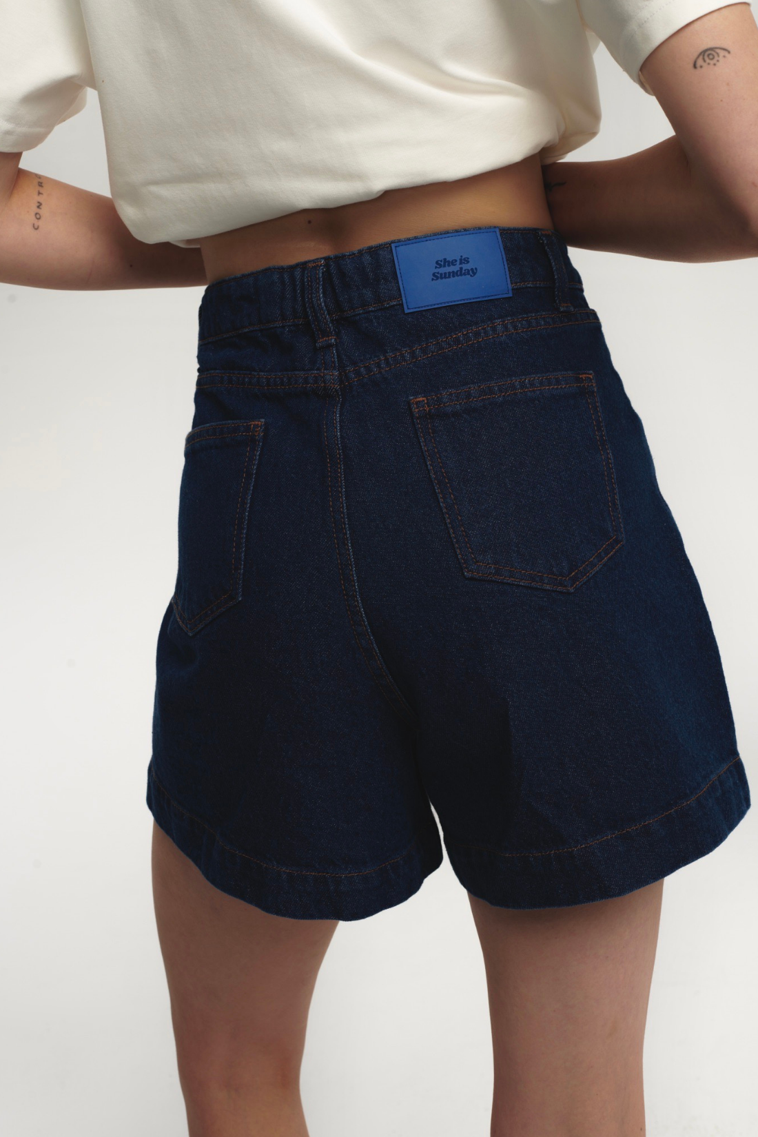 ELARA DARK BLUE DENIM SHORTS