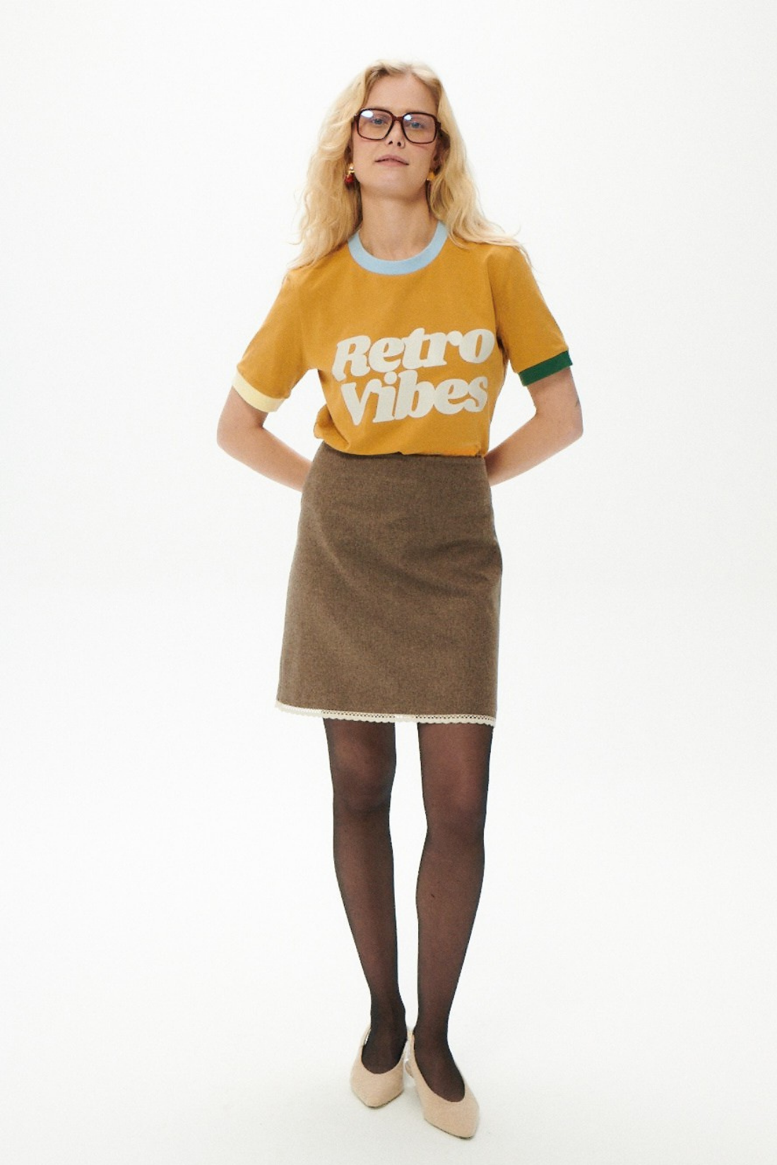 Retro Vibes Mustard T-Shirt
