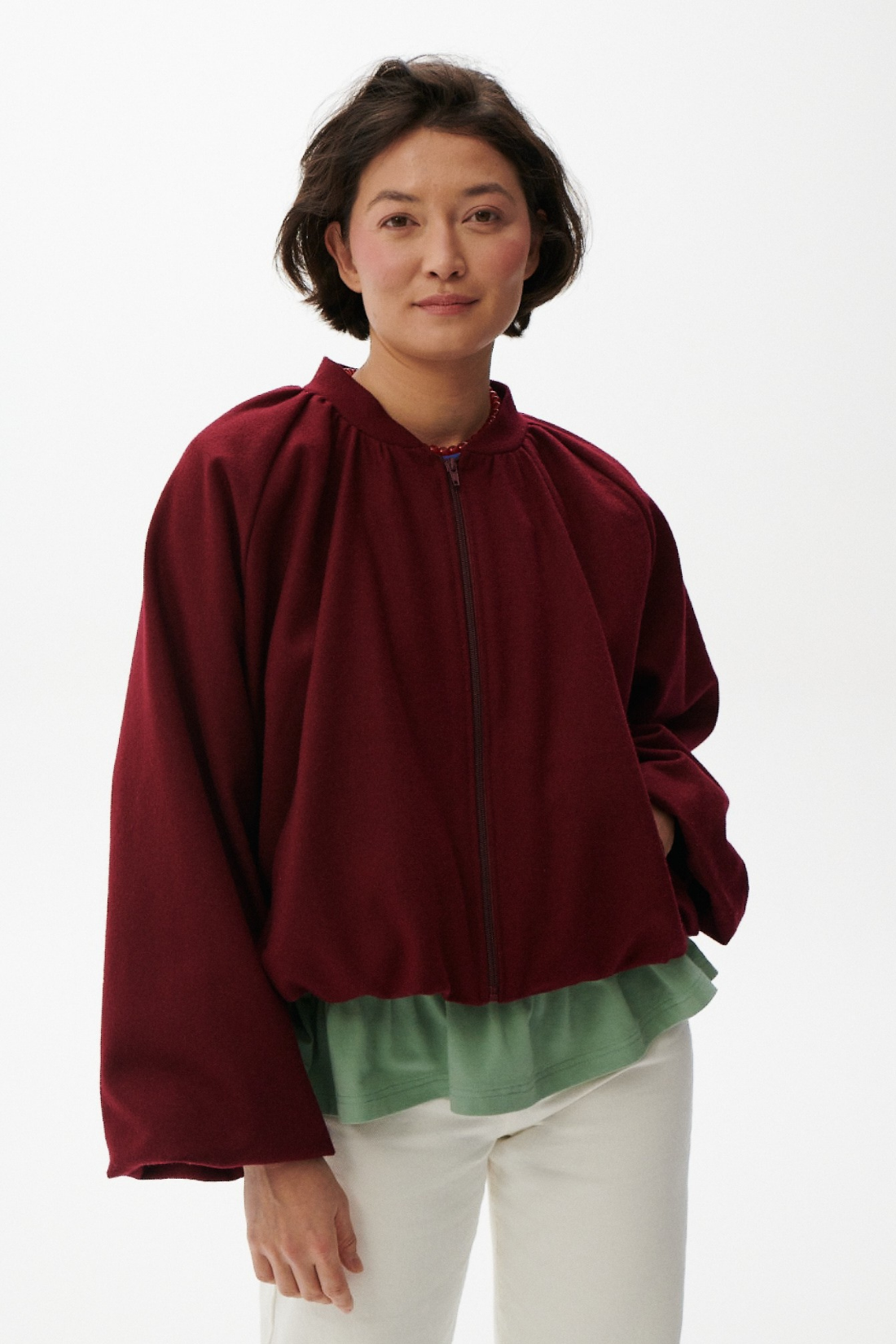 BURGUNDY NIGHT WOOL JACKET BORDO