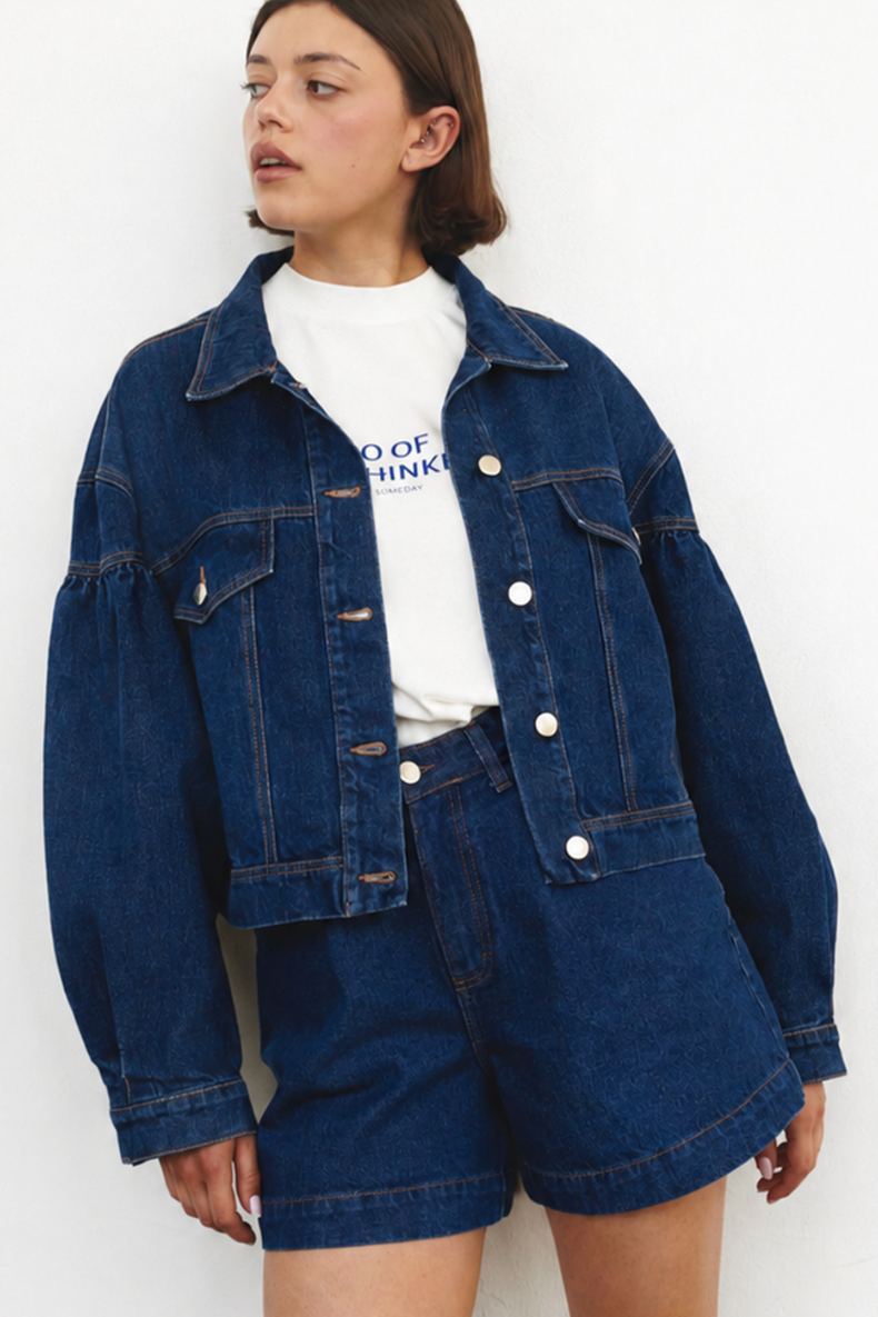 AMORE MIO CREAM DENIM JACKET