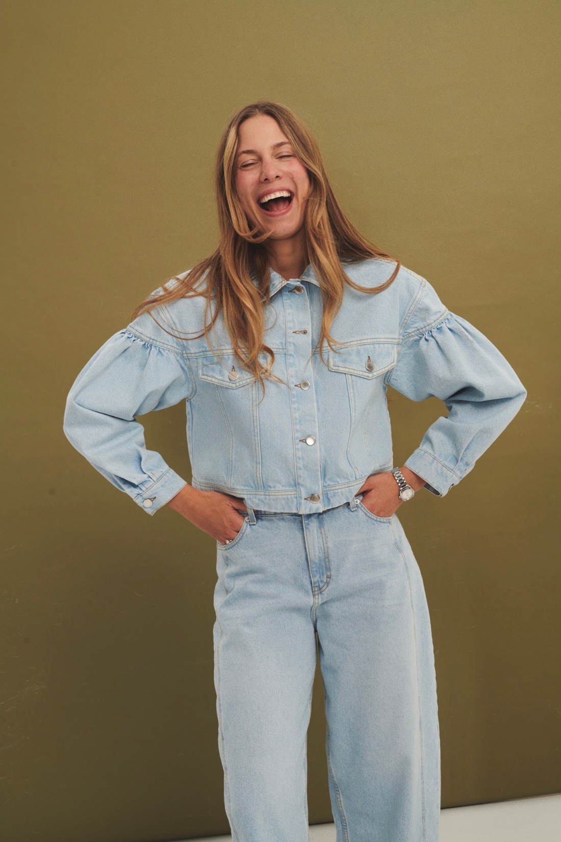 AMORE MIO CREAM DENIM JACKET