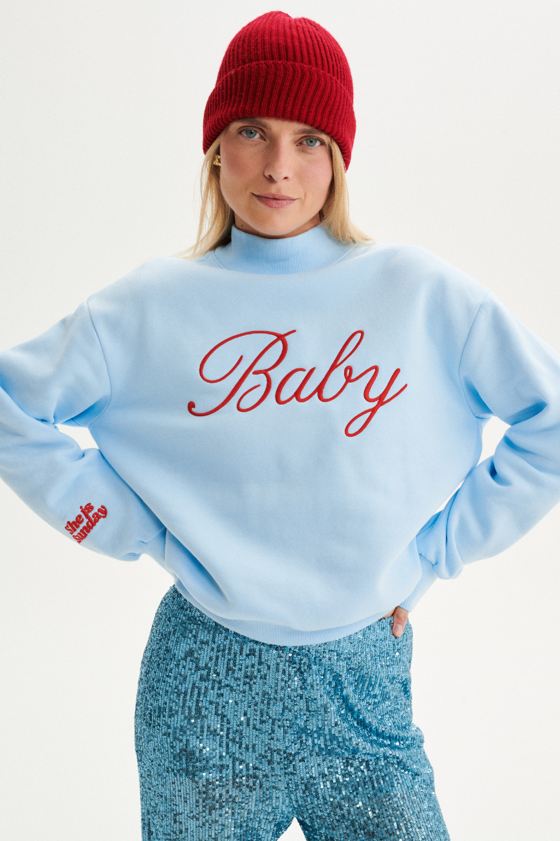 SANTA BABY LIGHT BLUE SWEATSHIRT
