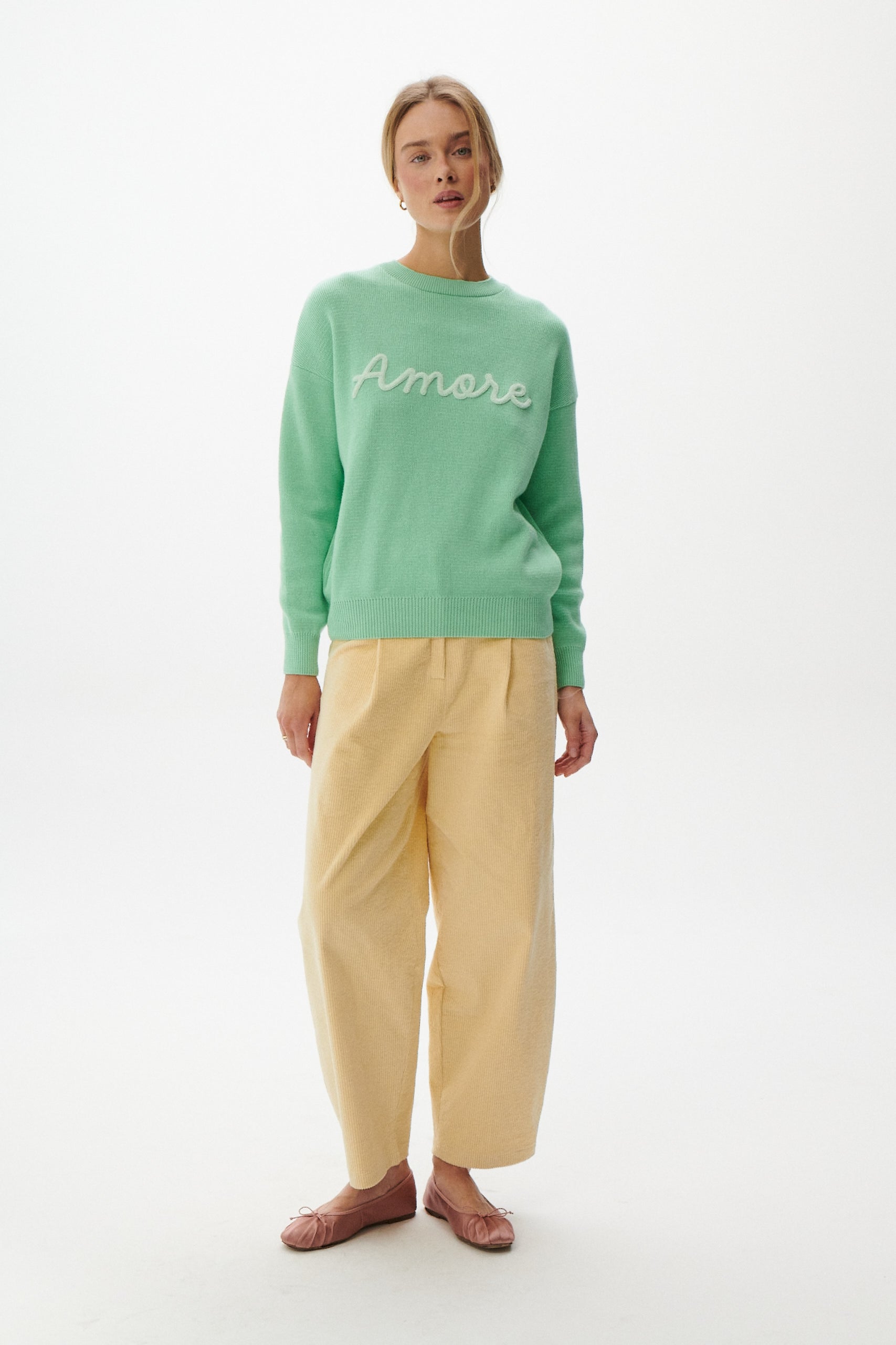 SADIE SWEATER MINT ORGANIC COTTON