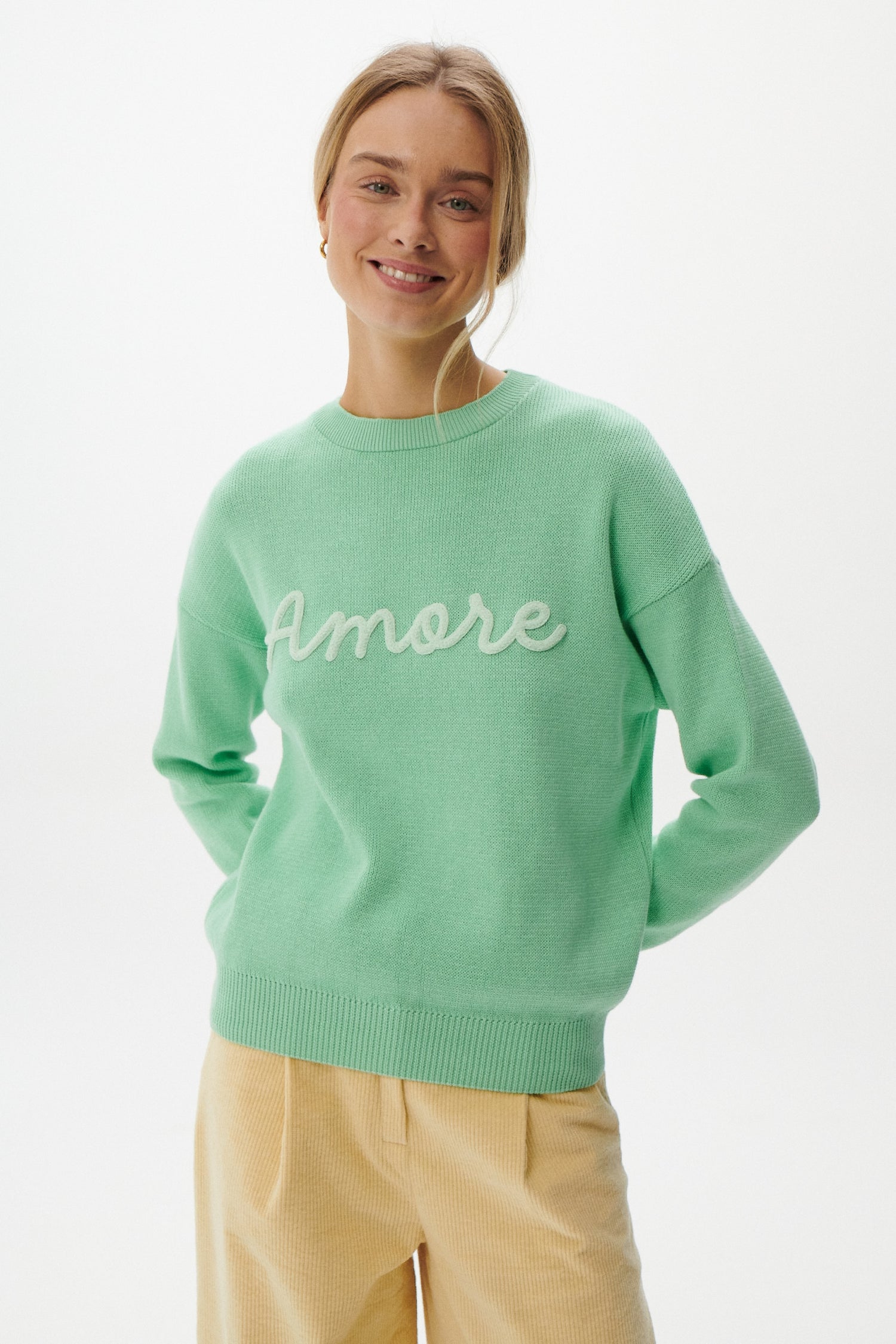 SADIE SWEATER MINT ORGANIC COTTON