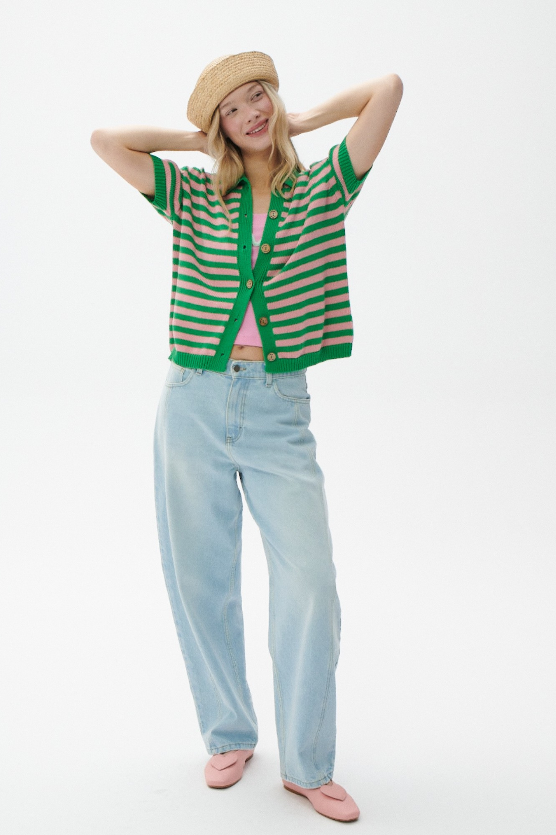 MIRIELLE CARDIGAN MADE OF ORGANIC COTTON WITH STRIPES