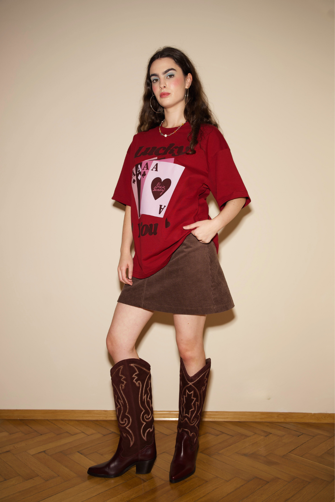 Lucky You Burgundy T-Shirt