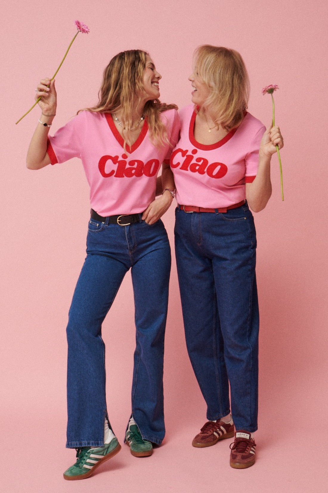 CIAO SUNDAY T-SHIRT PINK DEEP NECKLINE