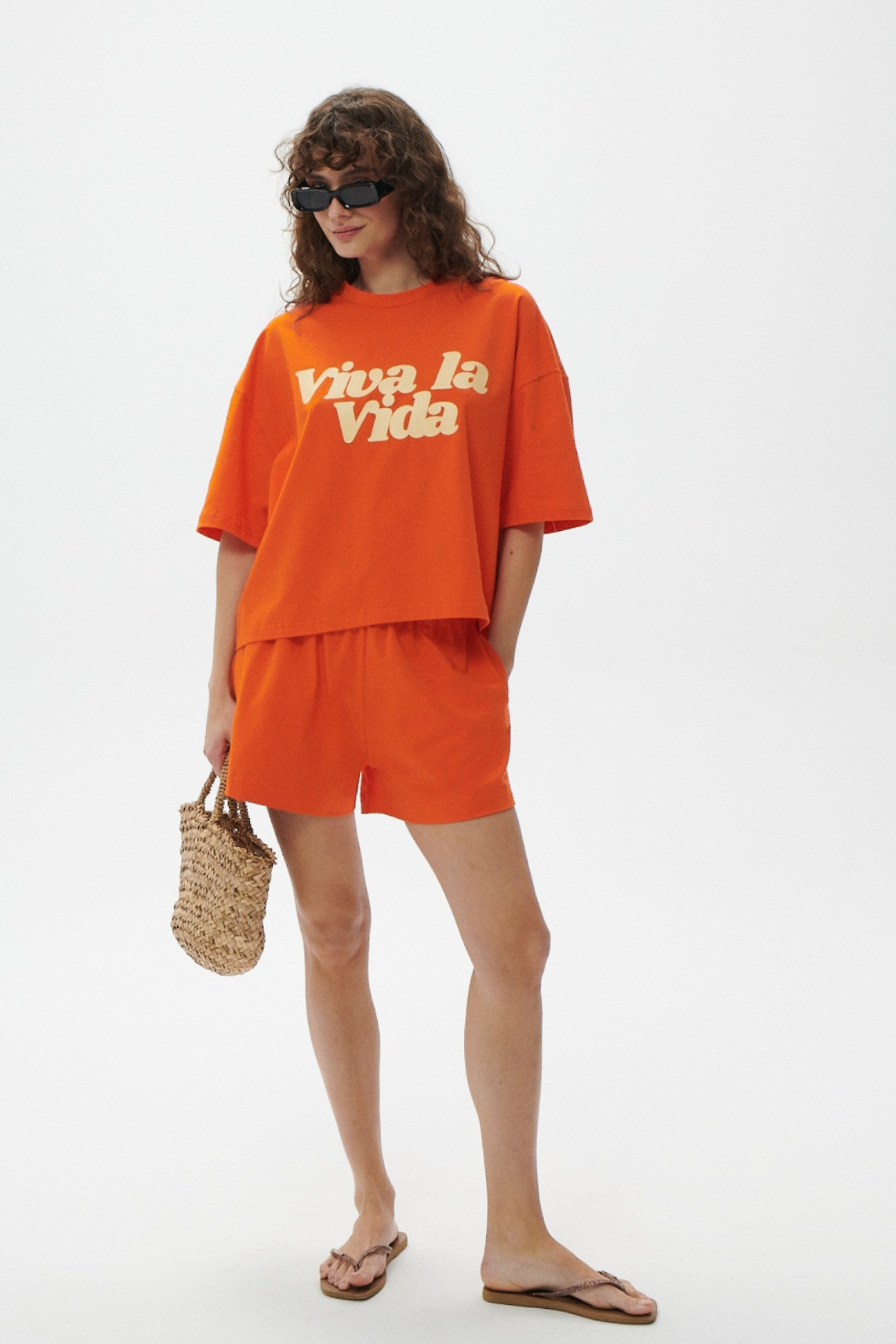 T-SHIRT VIVA LA VIDA POMARAŃCZOWY BOXY