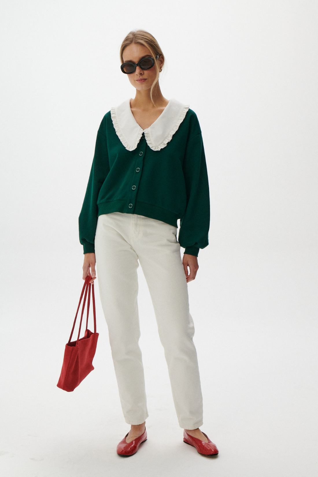 GRACE V-NECK CARDIGAN BOTTLE GREEN