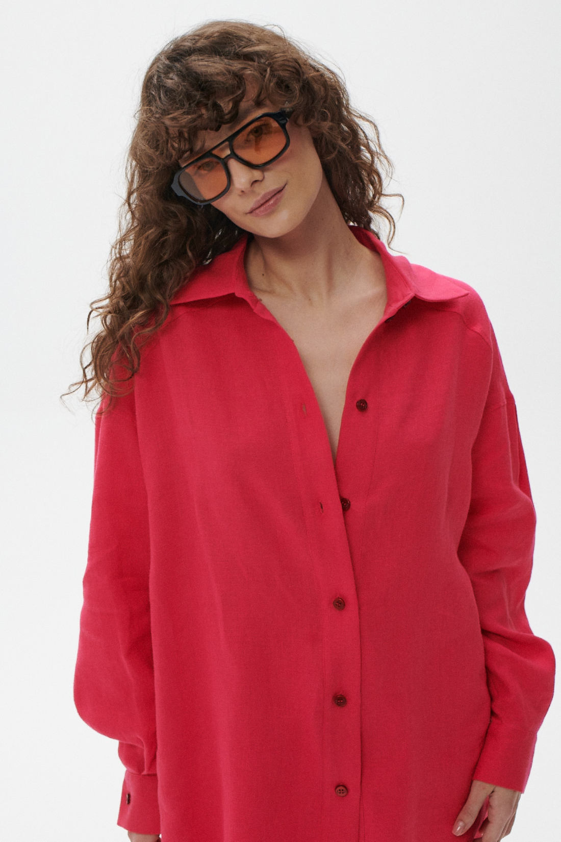 ESPERANZA RASPBERRY LINEN SHIRT