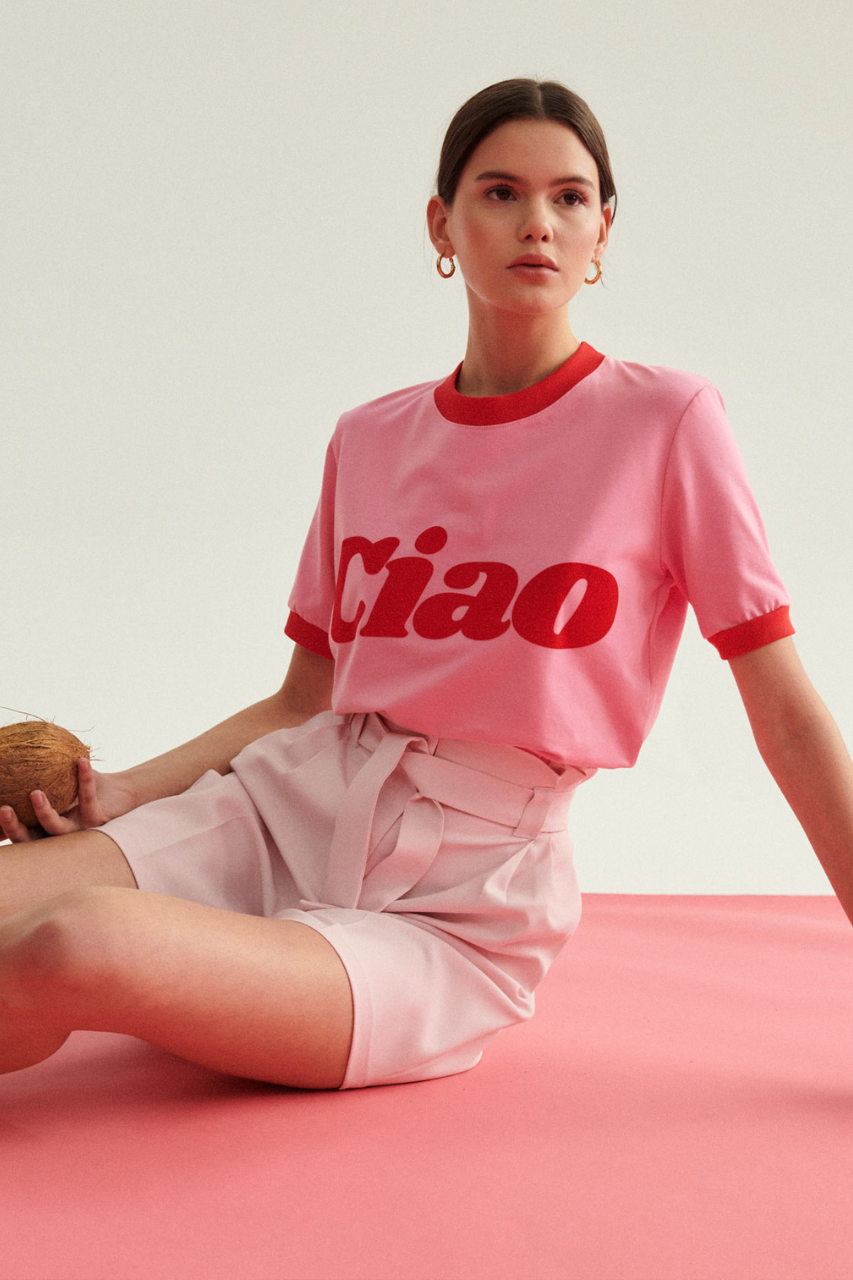 T-SHIRT HELLO SUNDAY PINK