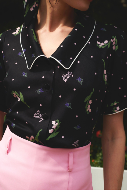 CLARENCE BLACK PRINT SHIRT