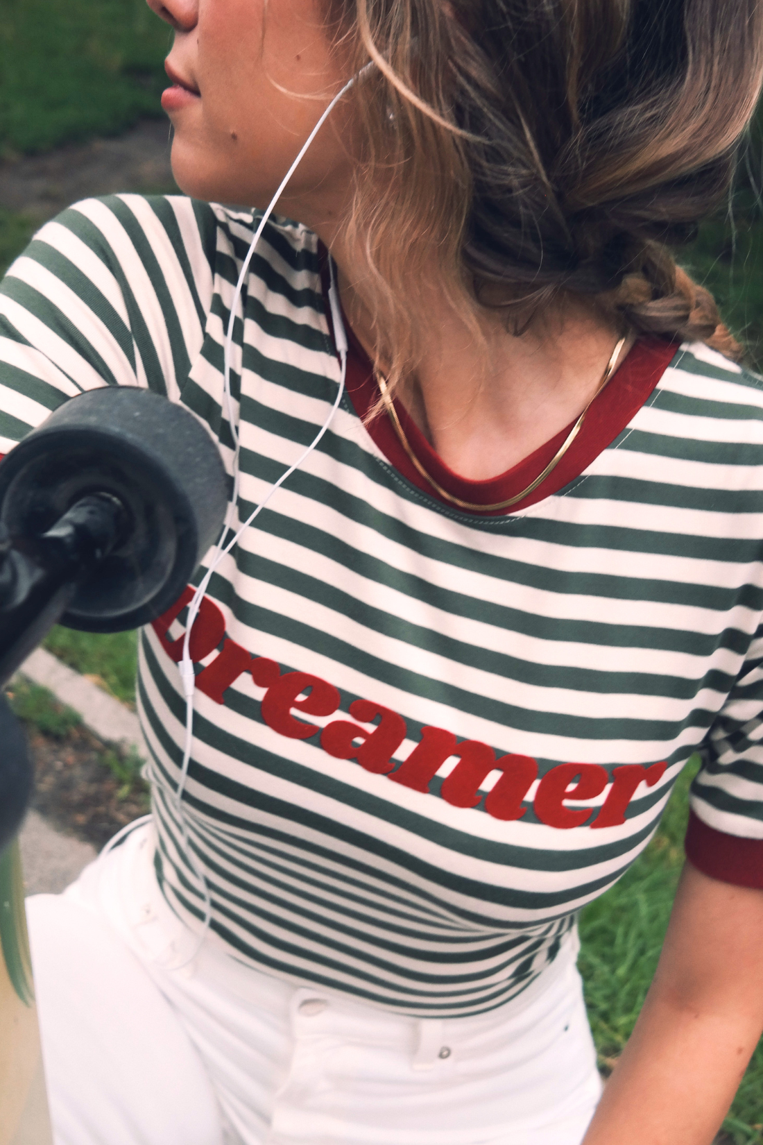T-SHIRT DREAMER W PASKI ECRU-KHAKI