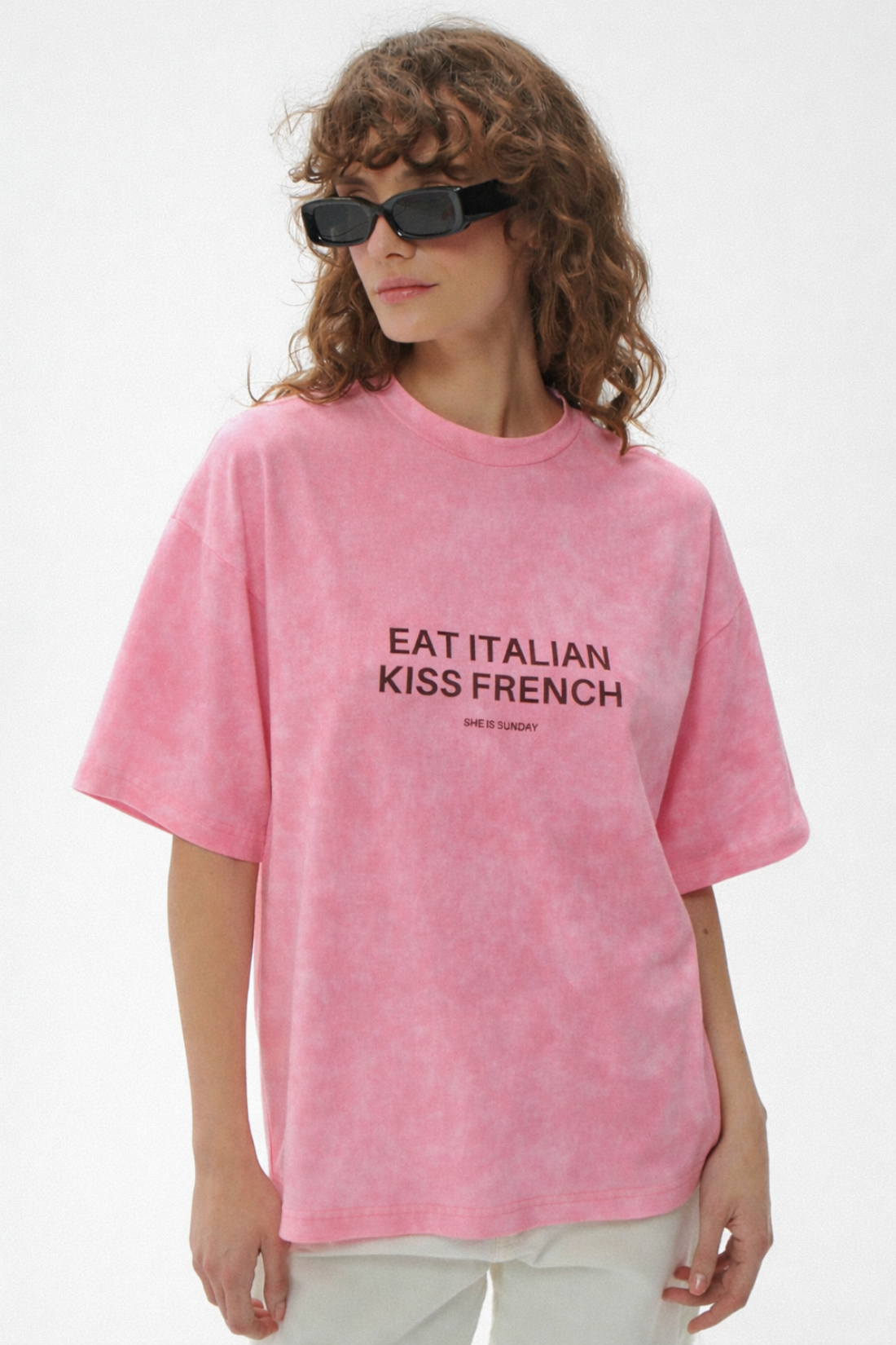 Eat Italian, Kiss French Vintage Pink T-shirt