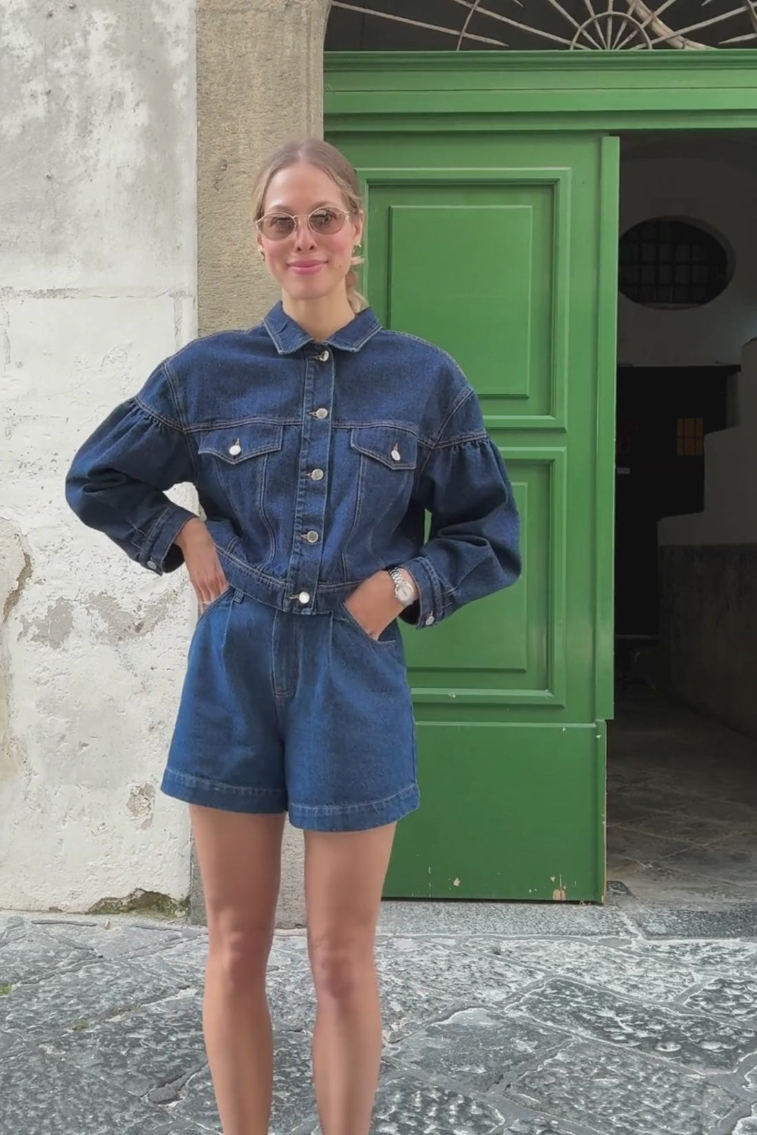 SZORTY JEANSOWE ELARA CIEMNY NIEBIESKI